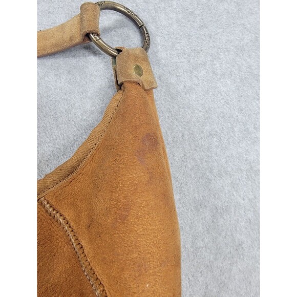 Ugg Sling Hobo Bag Brown Medium Sherpa Shearling Zip Suede Boho Distressed - Picture 10 of 13